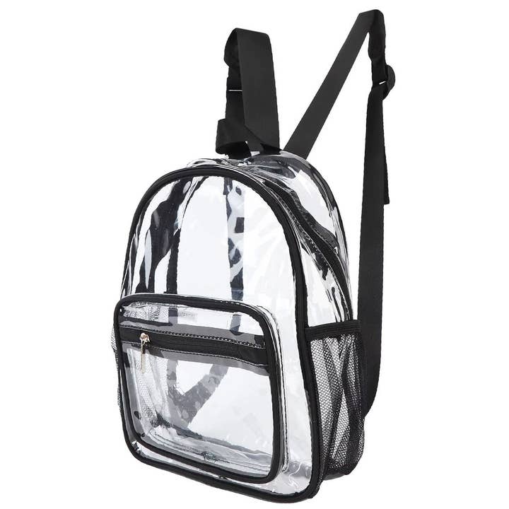 AS SHOWN Clear Transparent Black Trim PVC Backpack for wholesale on Faire3