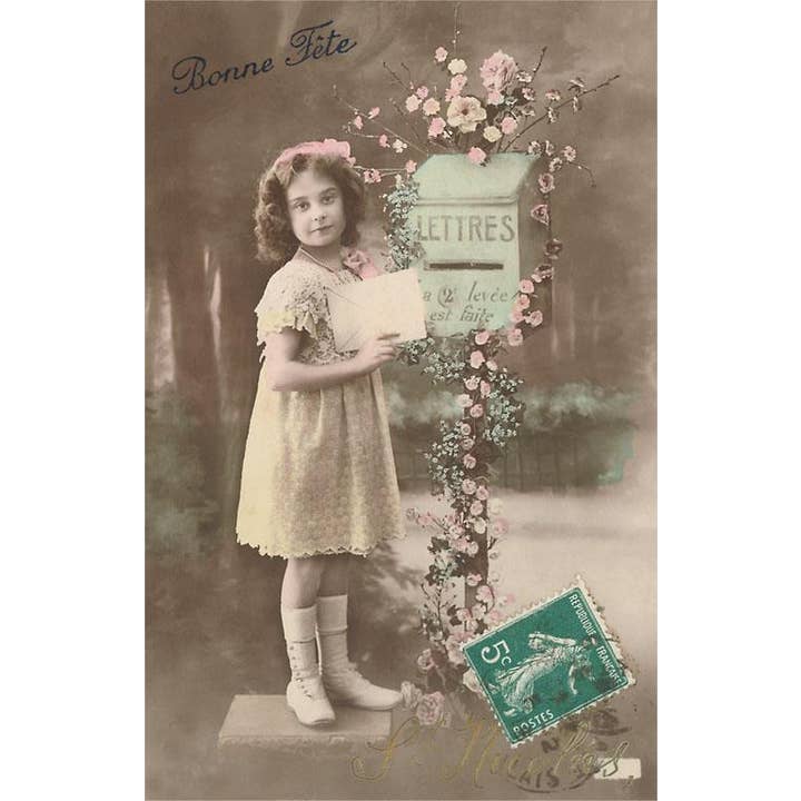 Found Image Press - Wholesale Magnet - Magnet LT-70 Bonne Fete, Girl Mailing Letter
