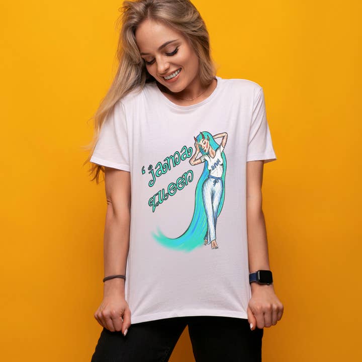 Jama Queen T-shirt - White - 100% Cotton - Regular/Fitted for wholesale by Hannah Kate Makes