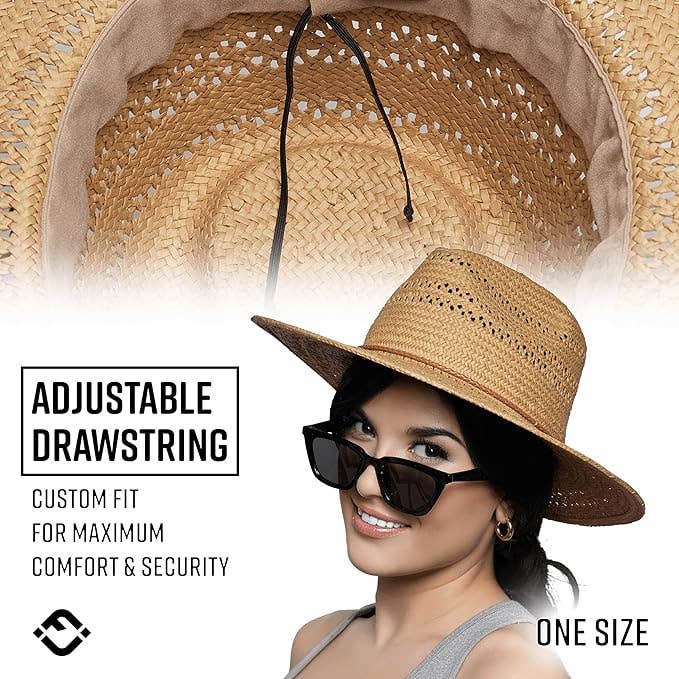 Wholesale Open Weave Straw Panama Sun Hat Toast for your store