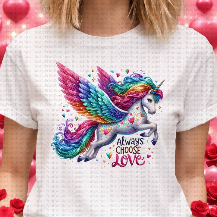 Valentine's Day Shirt Valentine Unicorn T-Shirt for wholesale by RusticPrintStudio