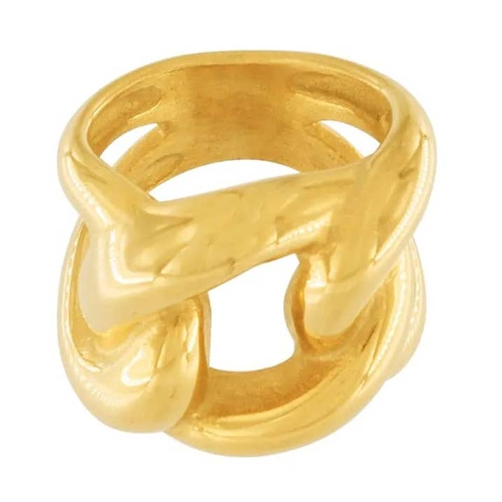 Anello Statement a Maglia Spessa Impermeabile Courage Placcato in Oro 18K per la vendita all'ingrosso da parte di Dansk Copenhagen