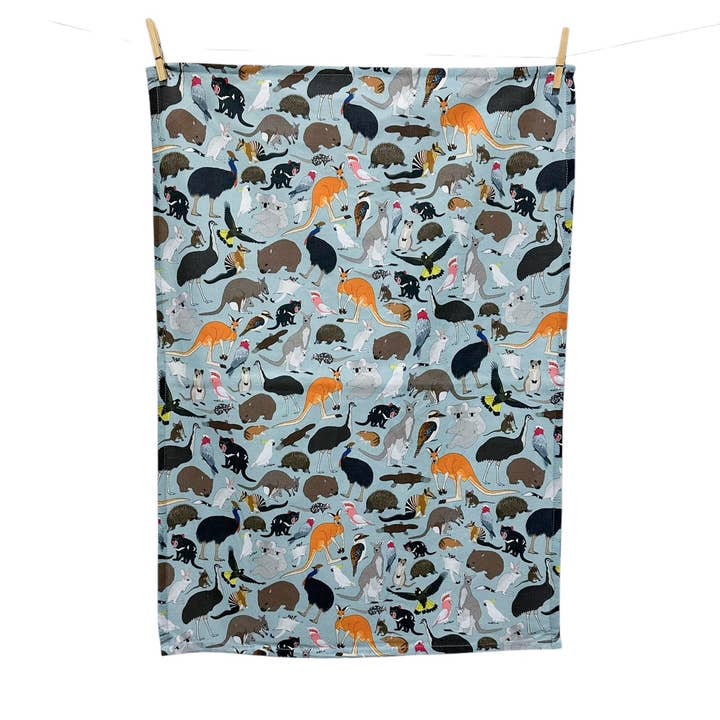 Theedoek met Klassiek Patroon van Australische Dieren voor wholesale door Red Parka