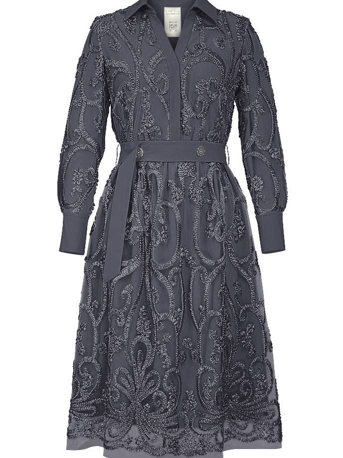 Chic Star Soutache Broderi-skjortklänning i grå 062824 för wholesale av CHIC STAR