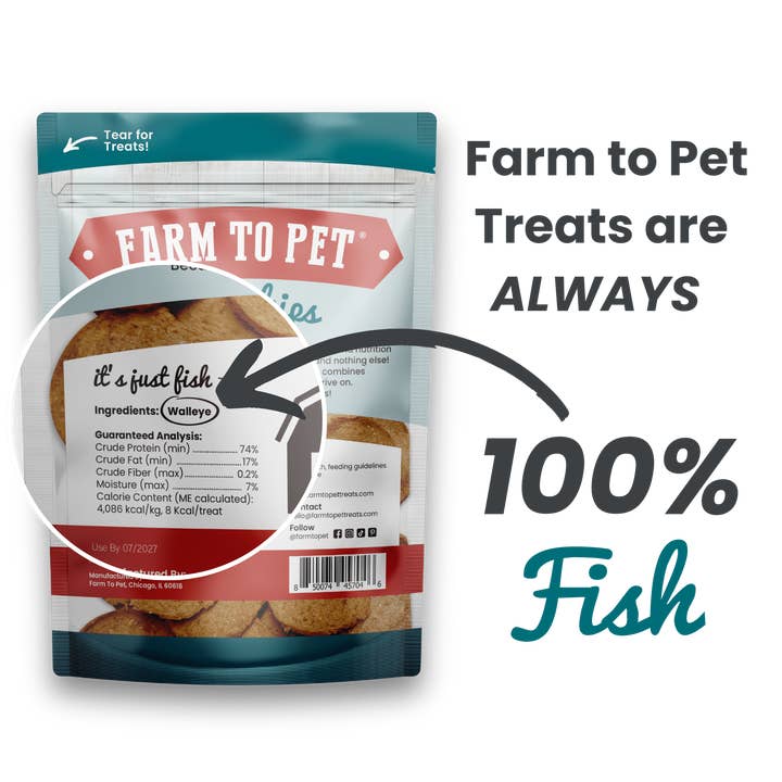 Farm to Pet Healthy Dog Treats - Vente Friandises – chien - Friandises pour chiens au poisson et aux chips1