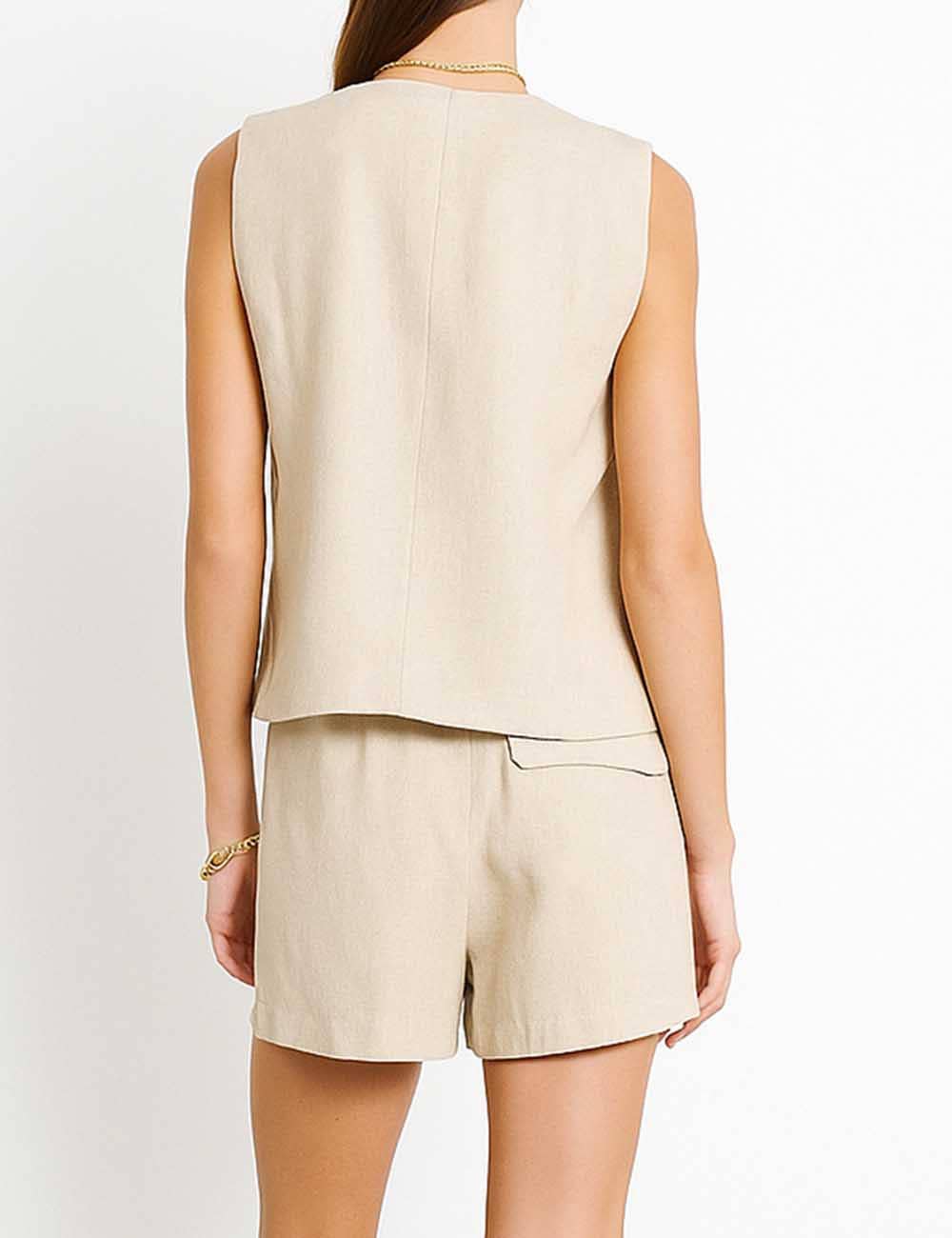 Sweetkama – wholesale Top & short set (NOT loungewear) – Women’s – Ladies Solid Color V-Neck Vest/Shorts/Set 10524