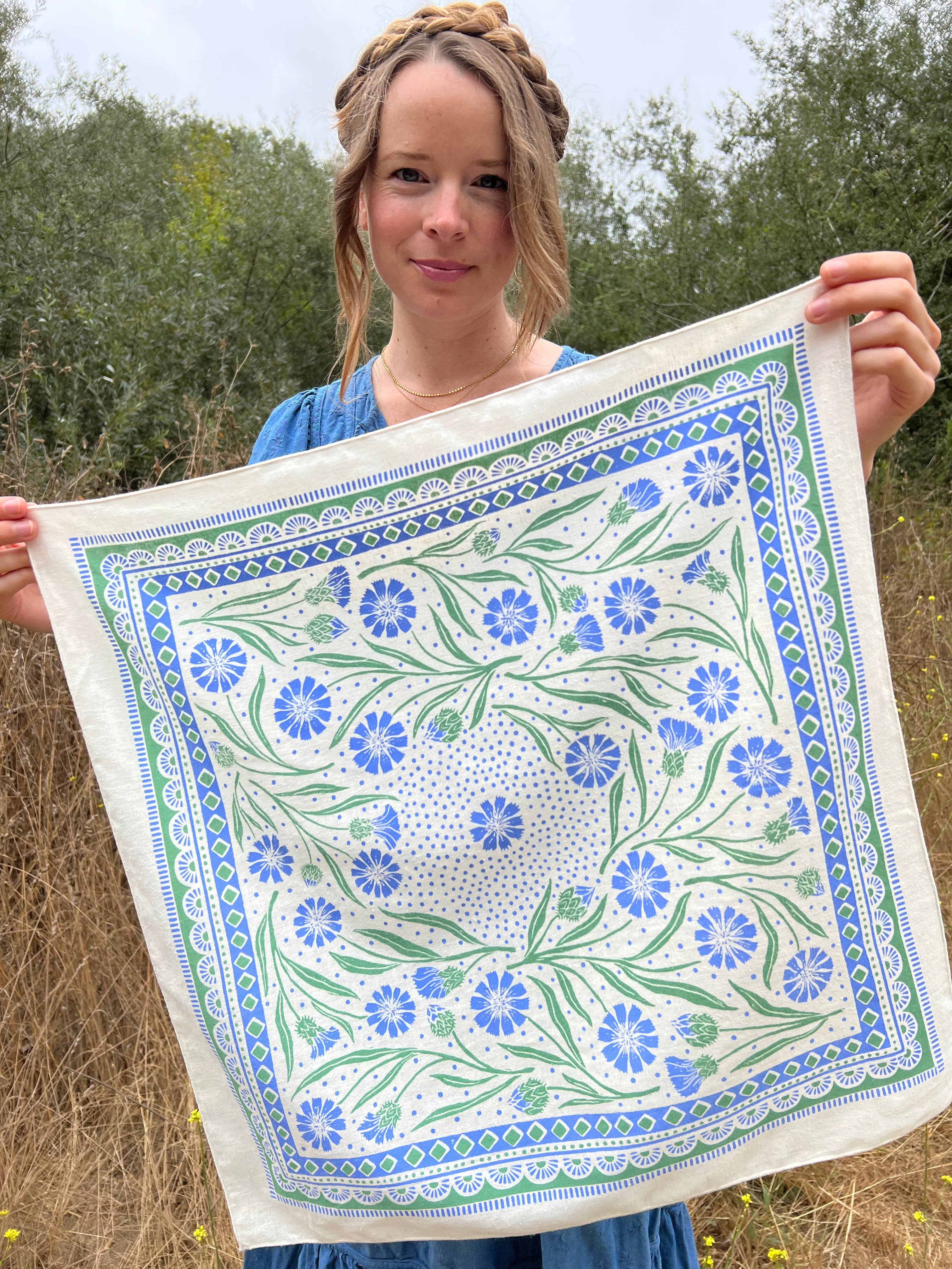 Lili Arnold - Wholesale Bandana - Women's - Organic Cotton + Hemp Bandana - Cornflower1