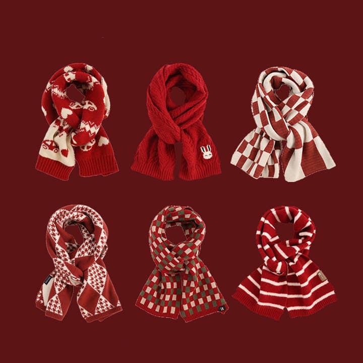 ACCITY - Wholesale Scarf - Women's - Red Knit Scarf - Cozy Winter Christmas Gift_CWASC15009