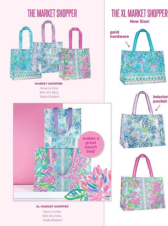 Lilly Pulitzer by Lifeguard Press - Wholesale Grocery/Shopping Bag - Market Shopper, Shell Of A Party4