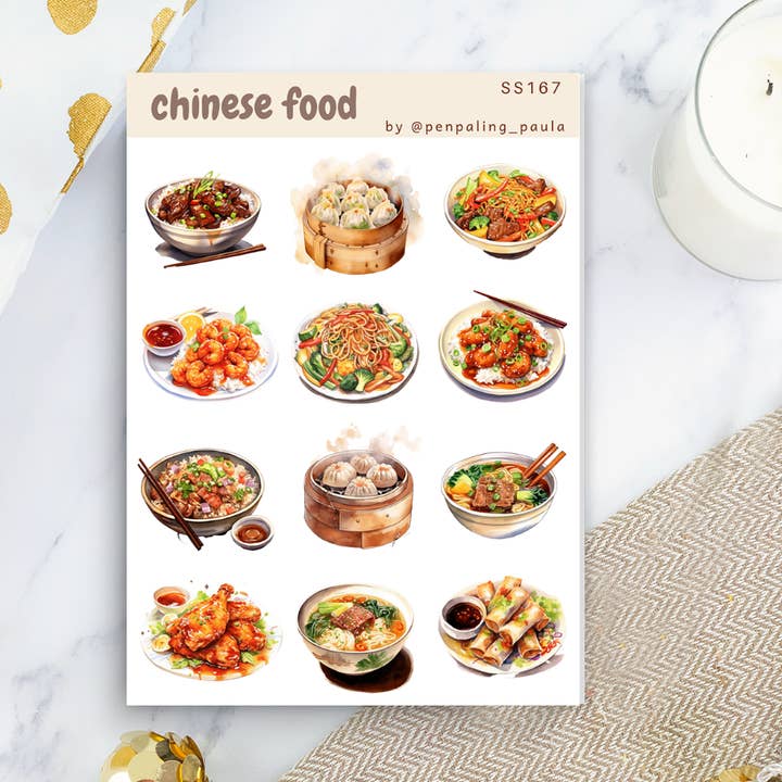 Penpaling Paula - Wholesale Sticker - Chinese Food - Sticker Sheet