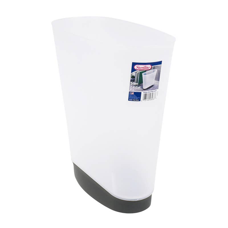Deluxe Import Trading - Wholesale Trashcan/Trash Bin - Sterilite Slim Wastebasket - White/Black 2.6 Gallon0