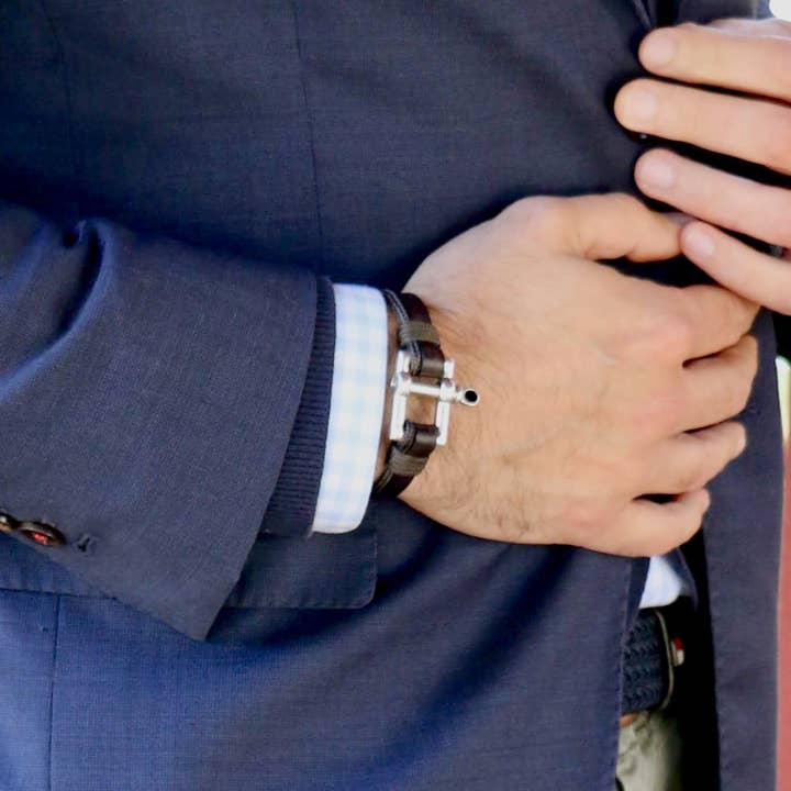 Être - Bracelets & Accessories - Wholesale Jewelry - Men's - Men's Bracelet | Le Rectangle - Cuir&Marron2