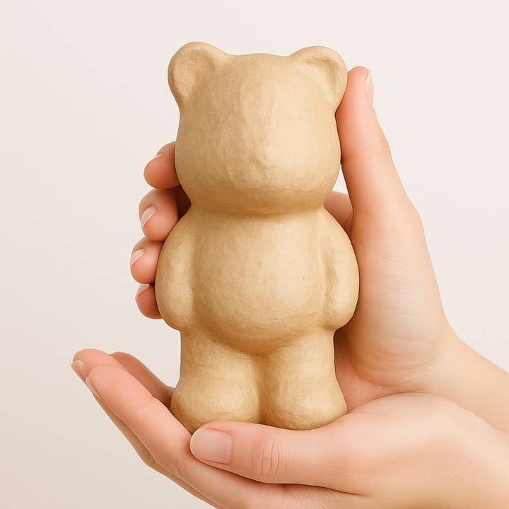 6" H Premade Unfinished Paper Mache Teddy Bear Figurine for wholesale by Factory Direct Craft