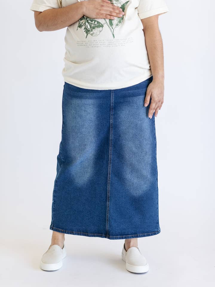 Inherit Clothing Company - Wholesale Skirt - Women's - Reece Maternity Long Denim Skirt - FINAL SALE