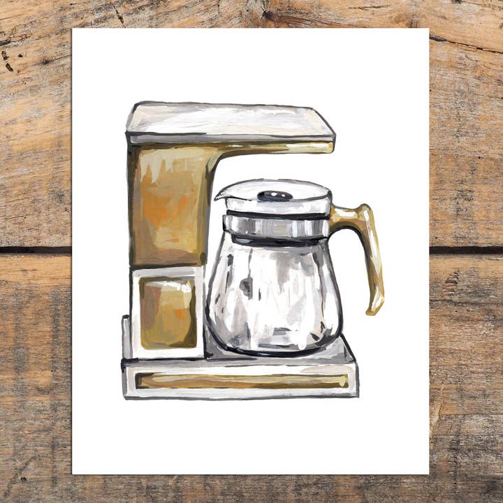 Vintage Coffee Maker, Art Print for wholesale by The Cranberry Finch