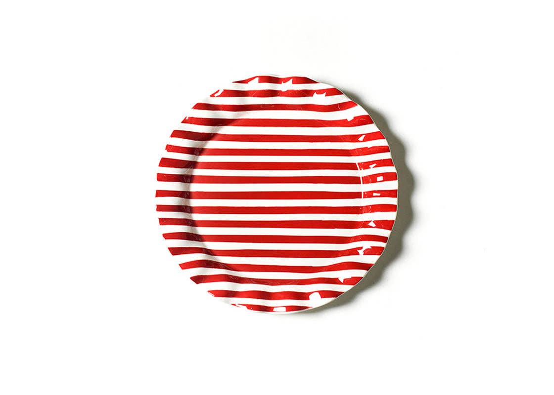 Coton Colors - Wholesale Platter - Red Stripe Ruffle Round Platter0