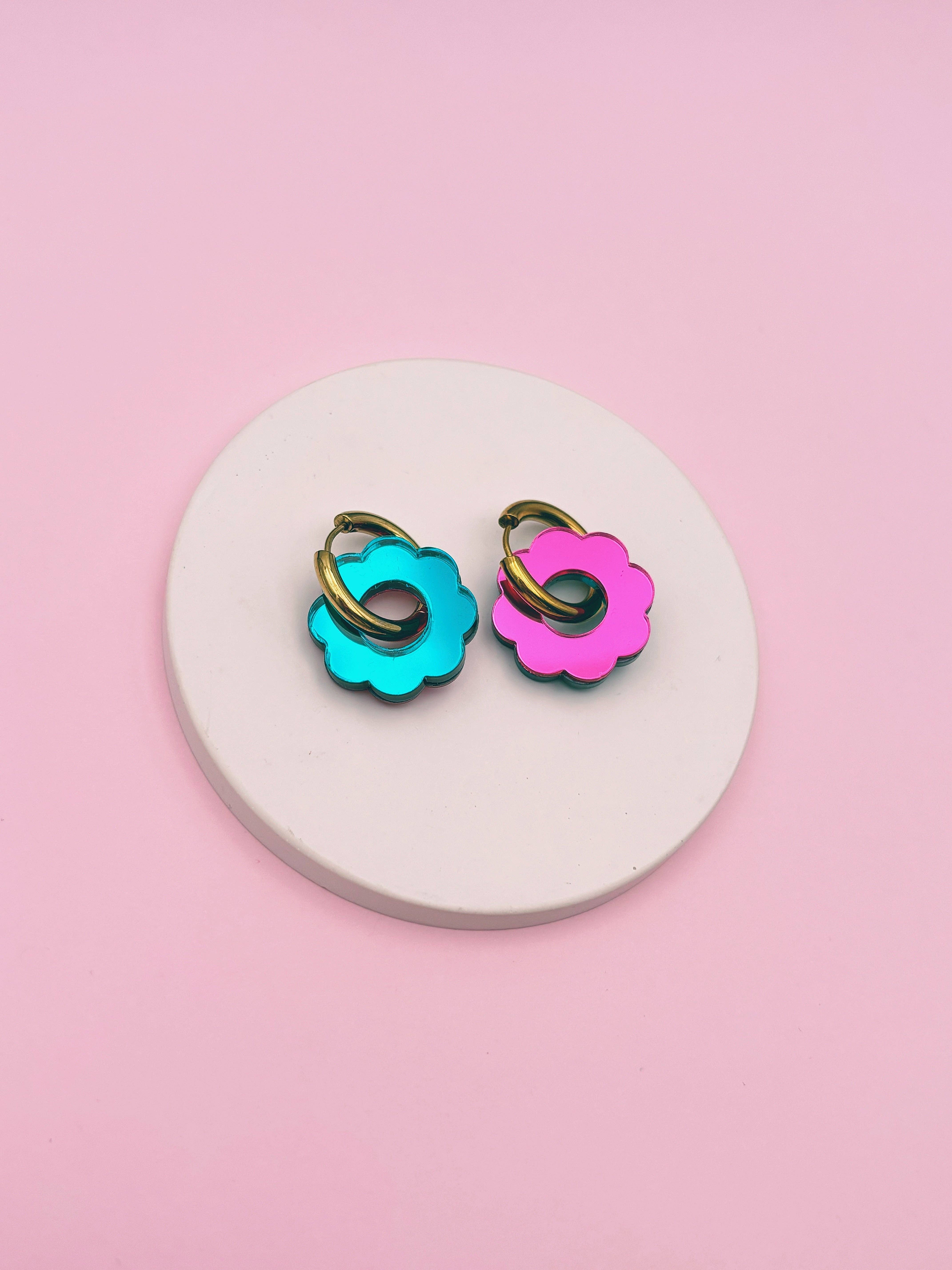 Studio Annette - Wholesale Hoop Earrings - Reversible Mirror Flower Hoop Earrings8