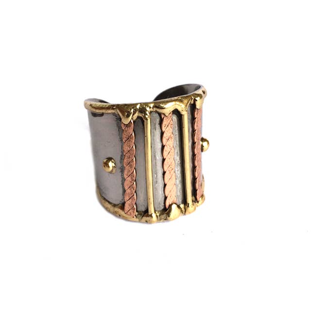 Anju Jewelry - Wholesale Cocktail/Statement Ring - Mixed Metal Cuff Ring0