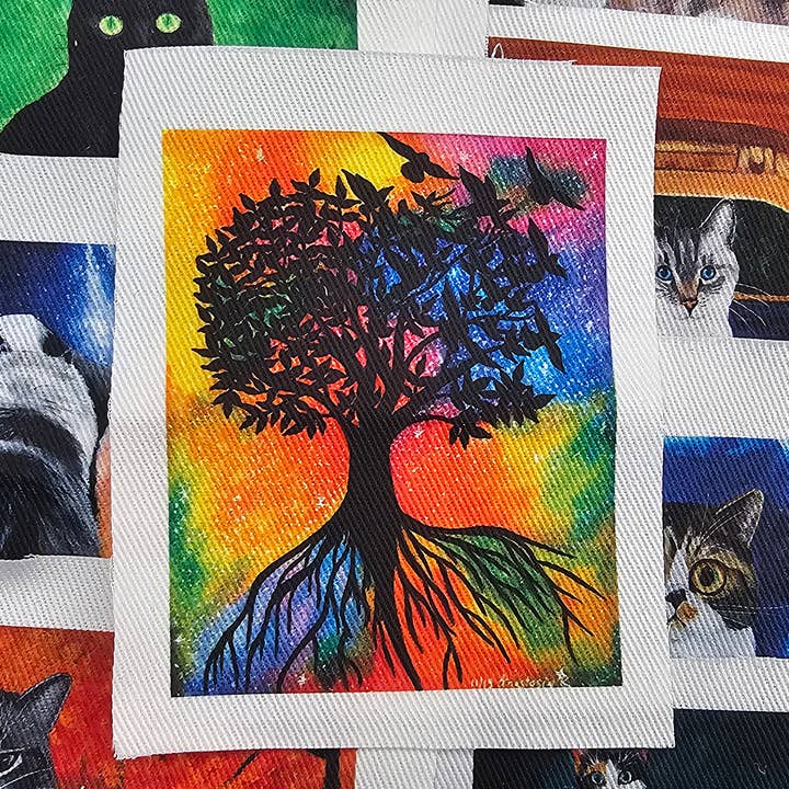 Patches à coudre en denim Cosmic Tree pour la vente par MeerCatArt