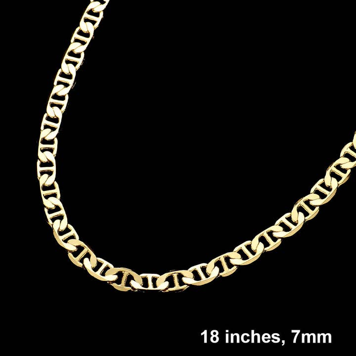 Collar de cadena de metal marinero chapado en oro de 18 pulgadas y 7 mm para venta al por mayor de Sensibling Corp.