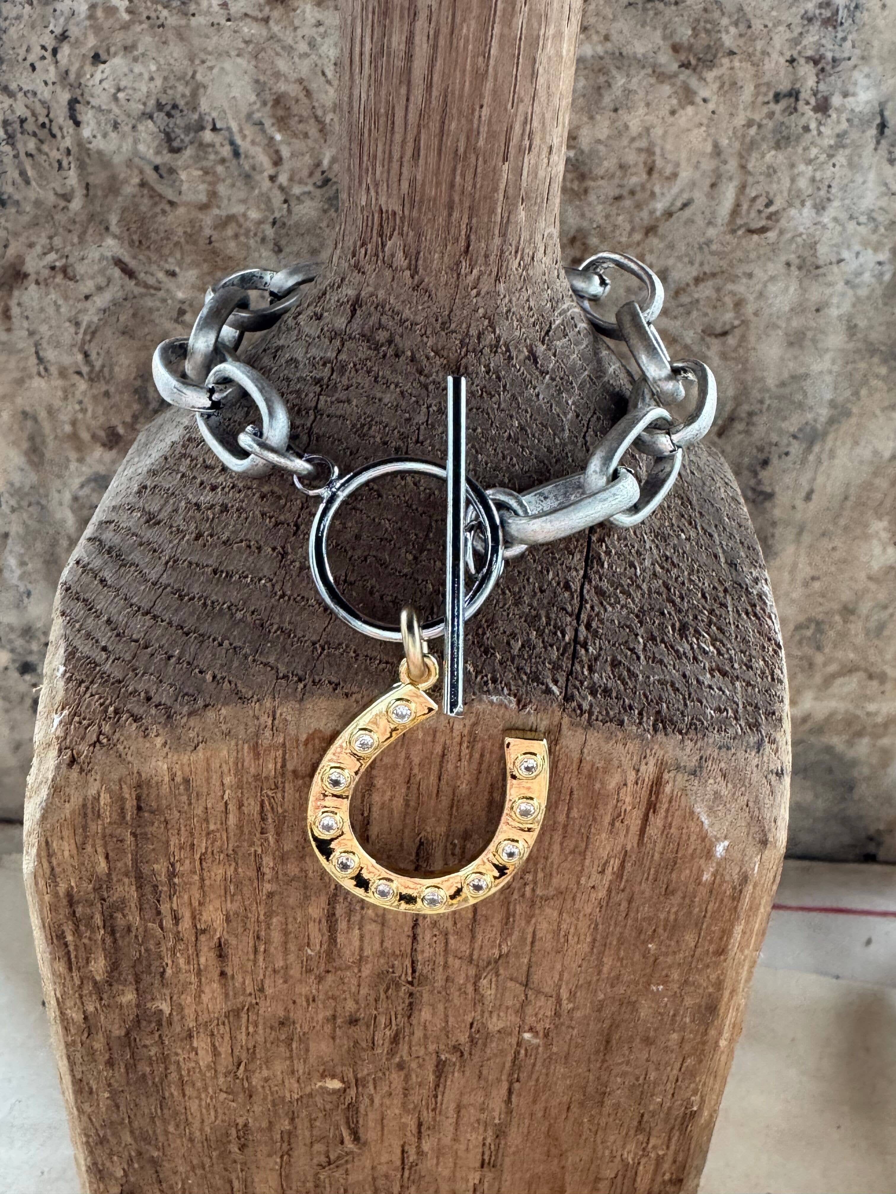 Loulu Designs - Wholesale Charm/Dangle Bracelet - Mixed Metal Horseshoe Charm Bracelet4