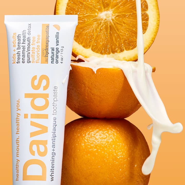 Davids Natural Toothpaste - Wholesale Toothpaste - Davids kids + adults nano-hydroxyapatite premium toothpaste / orange vanilla