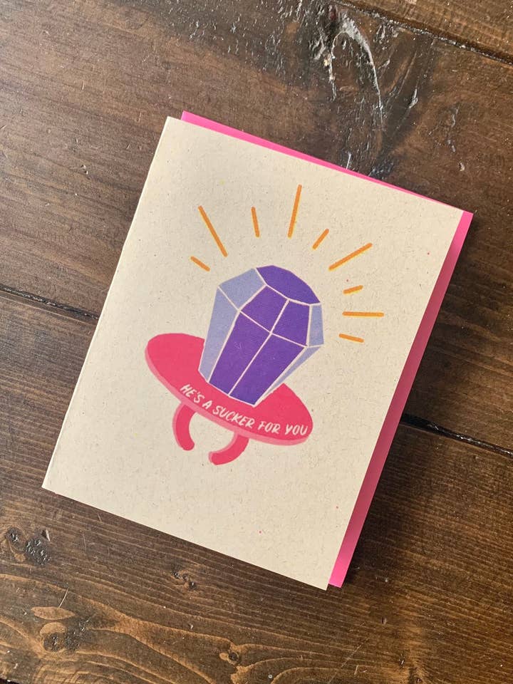 Carte de fiançailles rétro des années 90 Ring Pop pour la vente par Papermain