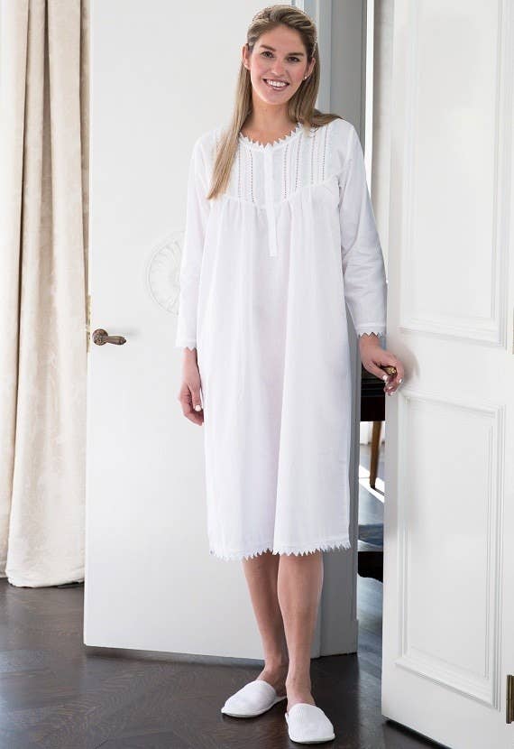 Wholesale Emily White Cotton Nightgown for your store - Faire