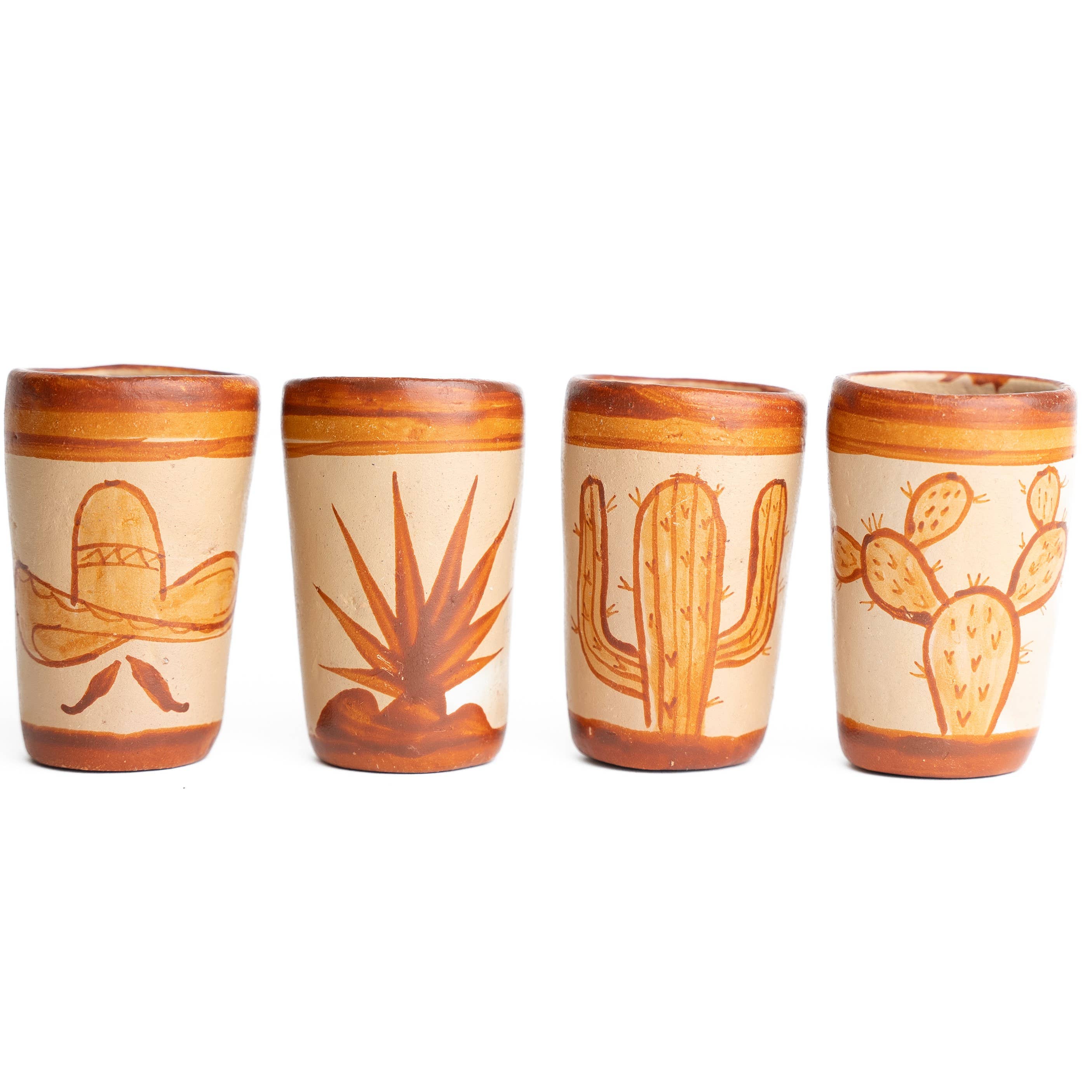 MEXTEQUIL - Wholesale Shot Glass - MEXTEQUIL Terracotta Tequila Shot Glasses - Set of 4 - Icons0