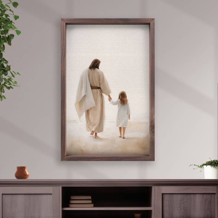 Jesus Walking With Child Large Framed Print for wholesale by P. Graham Dunn