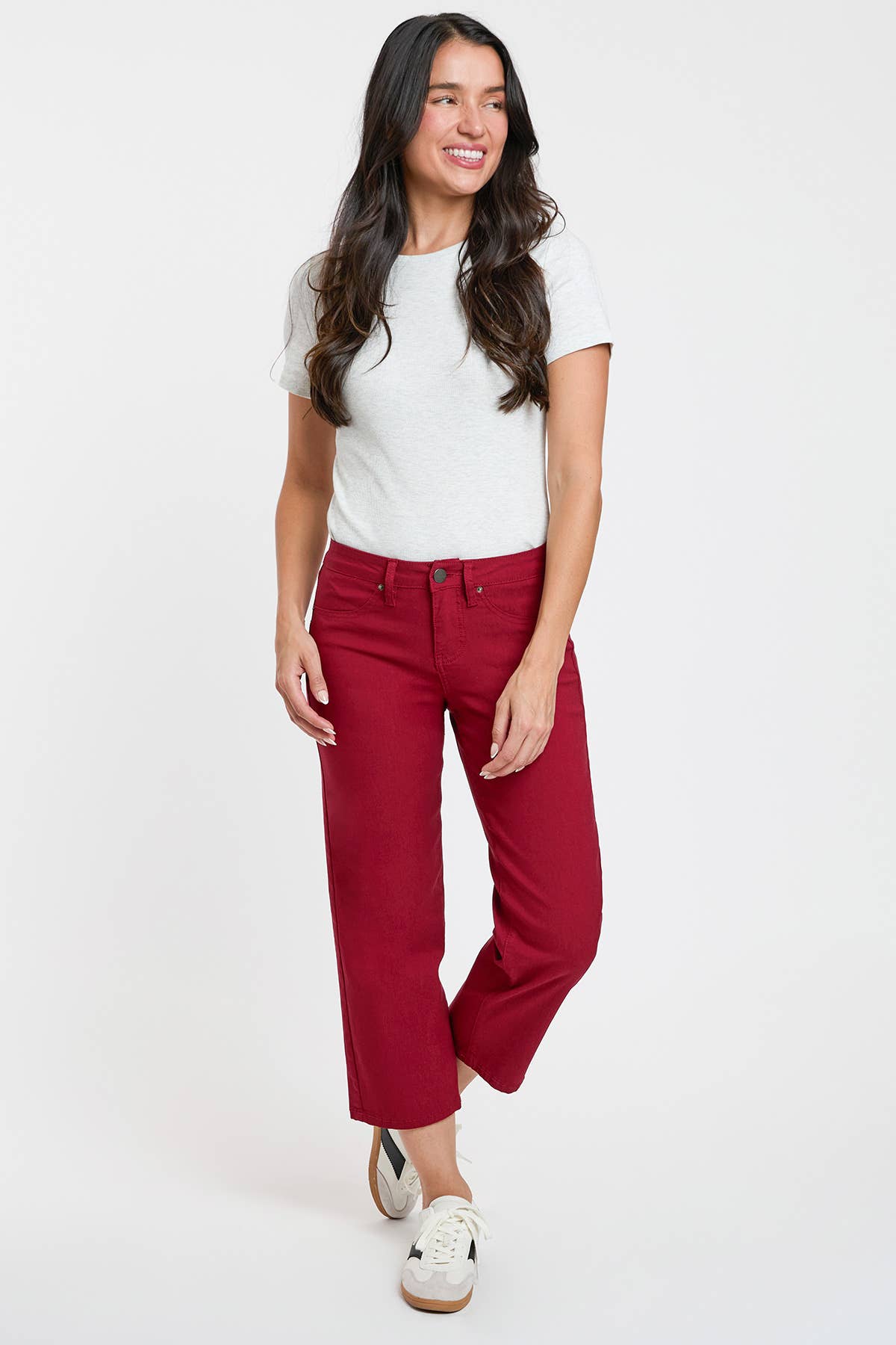Red Hyperstretch  Cropped Wide Leg Flood Pants-Red-WF122631 for wholesale on Faire5