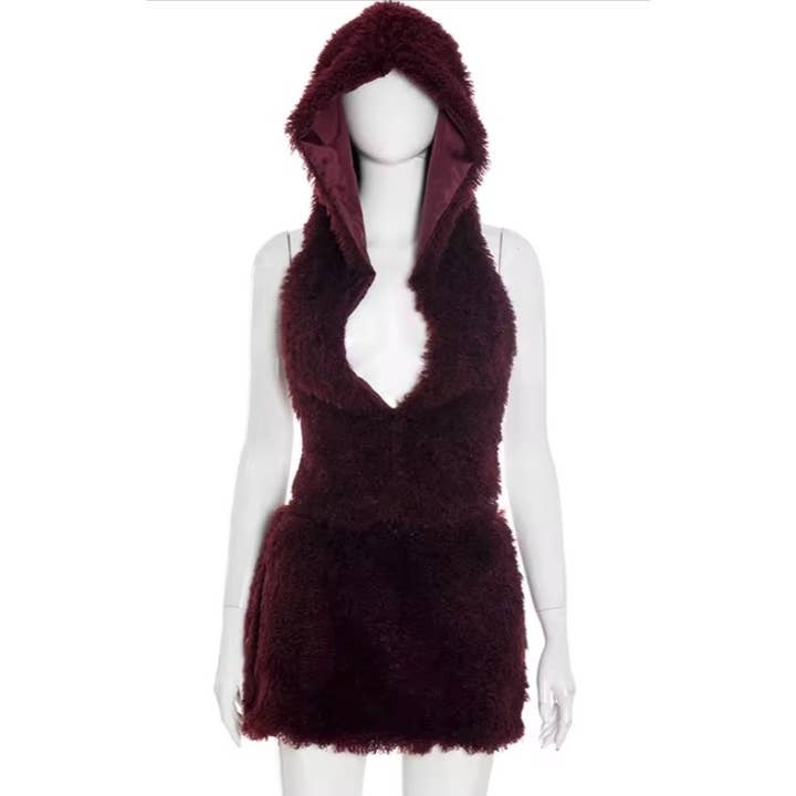 DORCAS – wholesale Top & skirt set – Women's – Hood Fur Vest And Mini Skirt Set2