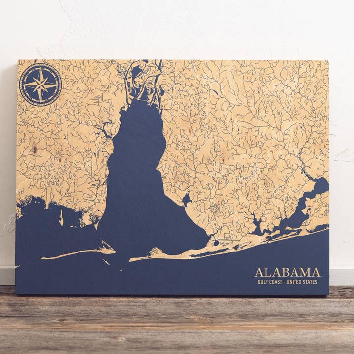 Alabama Coast Map for wholesale by Benoit's Design Co.