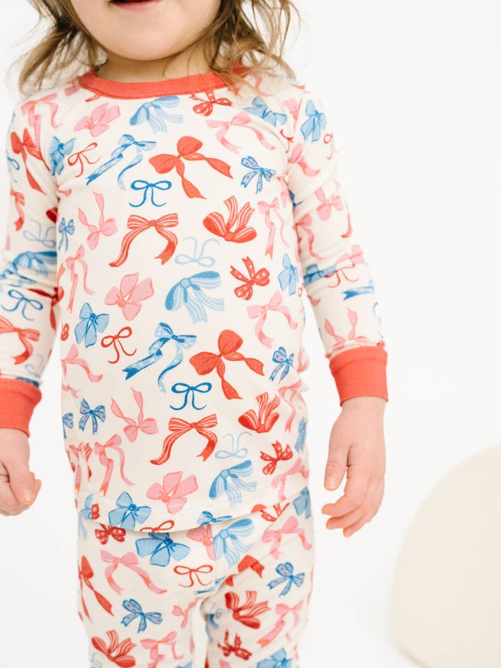 Little One Shop - Wholesale Sleepwear Set - Kids - USA Bows Bamboo Set
