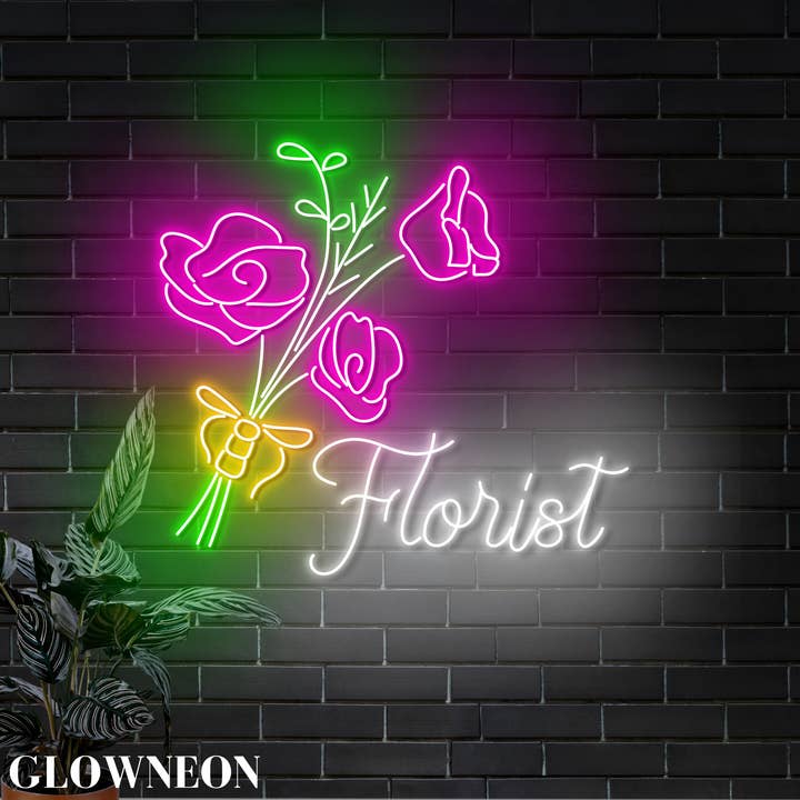 Glow Neon – wholesale Neon sign – Florist Led Light, Flower Shop Neon Open Sign, Florist Decor