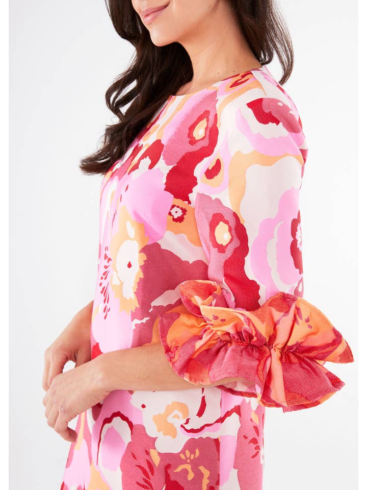 Abbey Glass - Wholesale Dress - Women's - Bronwyn Dress Pink Retro Jacquard