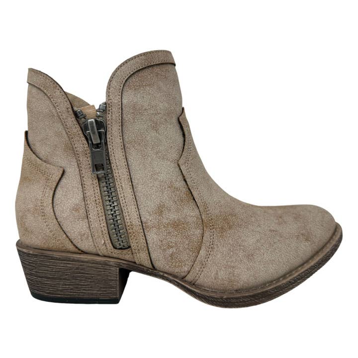Very G - Wholesale Booties - Women's - Evie-Very G Distressed Vegan Leather Women's Bootie