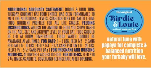 Worthy - Wholesale Pet Food - Cat - Birdie & Louie Tuna and Papaya Wet Cat Food Case of 12 3oz2