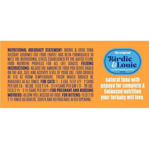 Worthy - Wholesale Pet Food - Cat - Birdie & Louie Tuna and Papaya Wet Cat Food Case of 12 3oz2