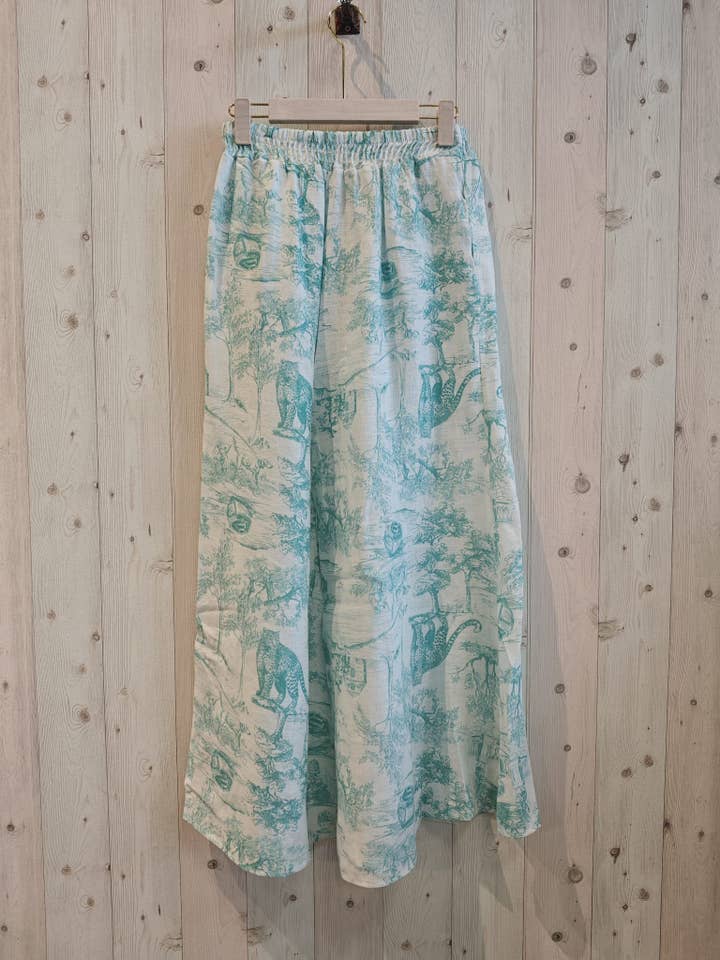 Linen & More - Wholesale Broek - Dames - REF 996 BROEK BEDRUKTE LINNEN 100%