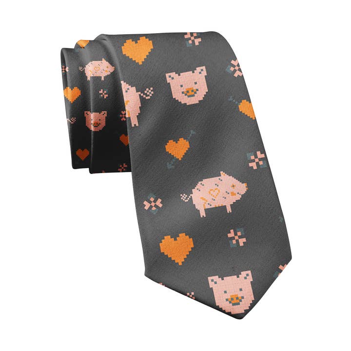Black Piggies Necktie for wholesale by Mama's Boy Designer Neck- and Bowties