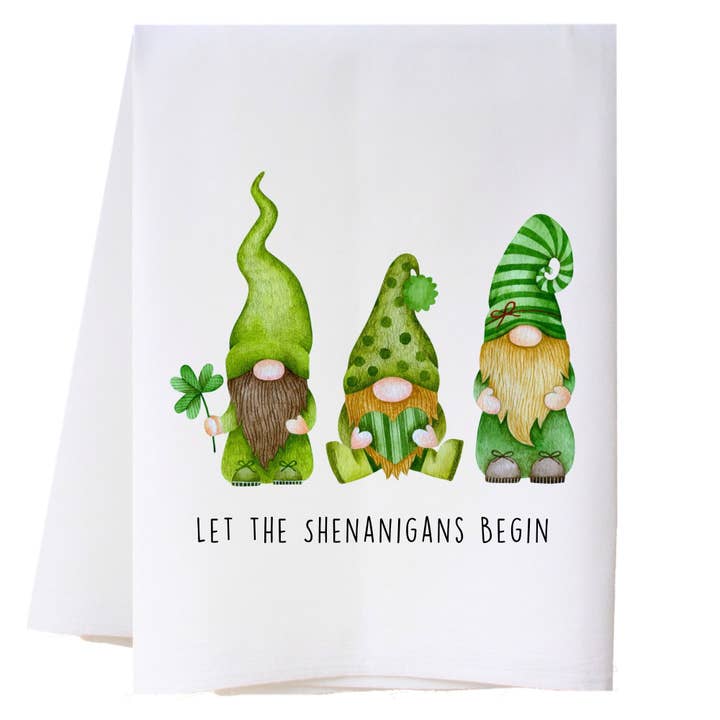 St. Patty's Gnomes Kitchen Towel for wholesale by Cora & Pate