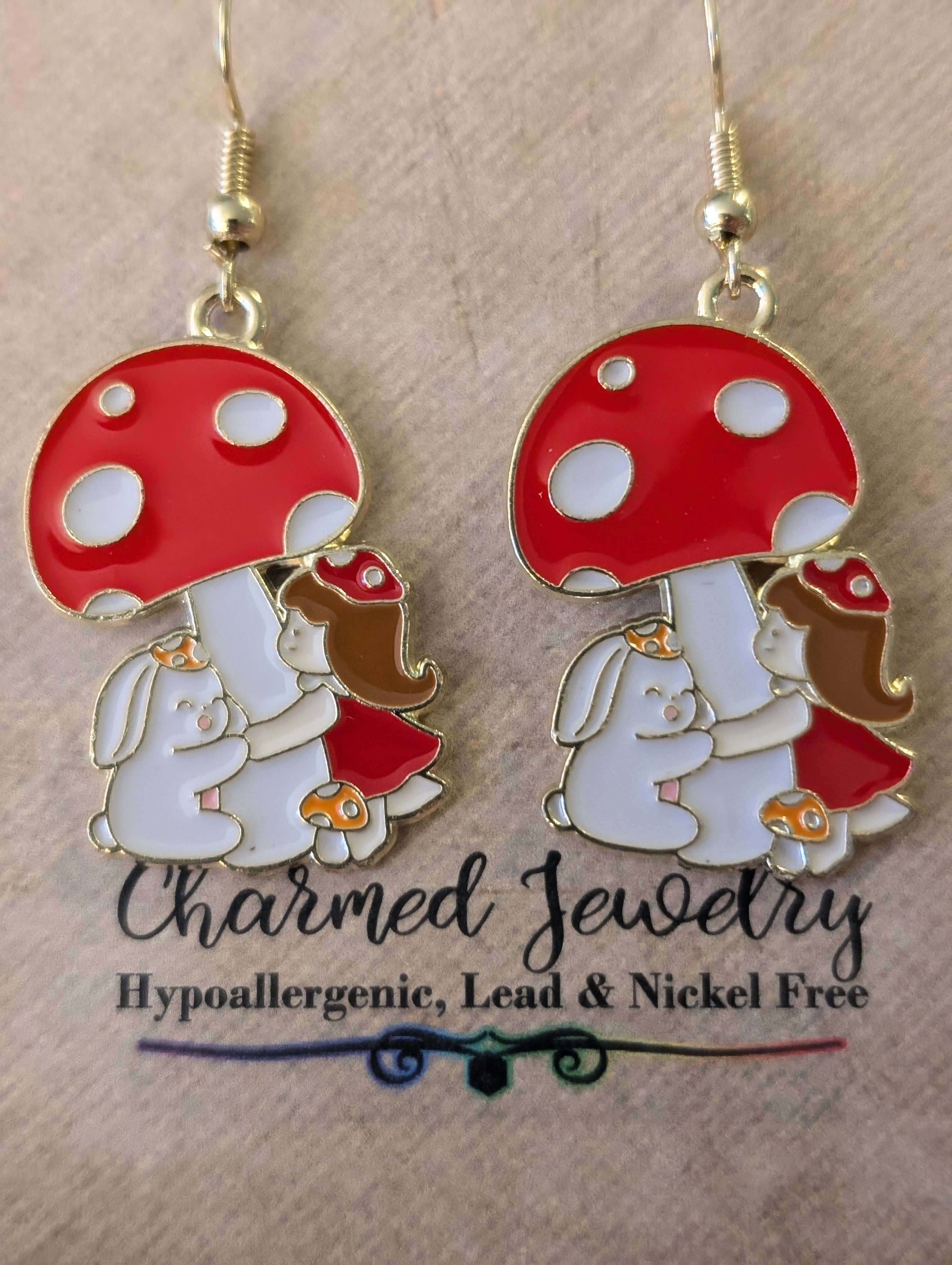 Con-Quest Crafts – Conjunto de joias por atacado – Brincos, Colares e Puxadores de Zíper de Cogumelos e Seta2