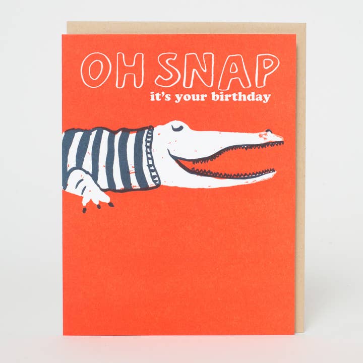 Crocodile Birthday Letterpress Greeting Card by Egg Press for wholesale by Egg Press Manufacturing