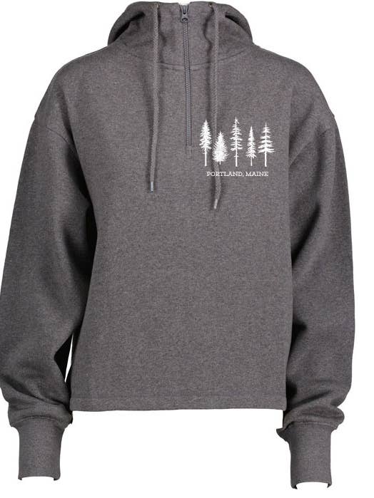 Pine Tree Customizable - 1/4 Zip Boxy Hooded Pullover for wholesale by MT Brand Apparel