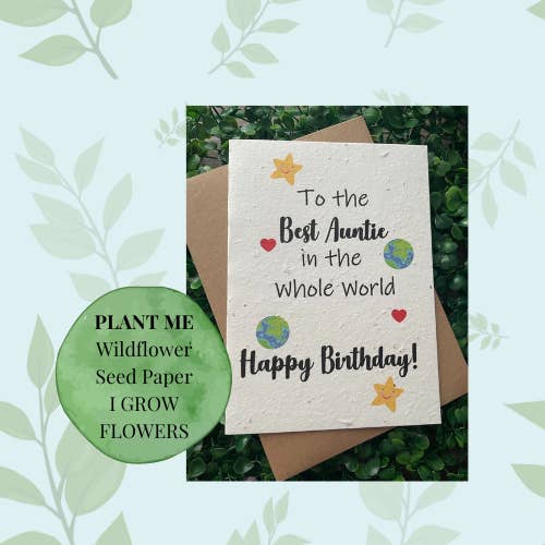 Bästa moster födelsedagskort, Planterbart födelsedagskort för wholesale av Little princess crafts