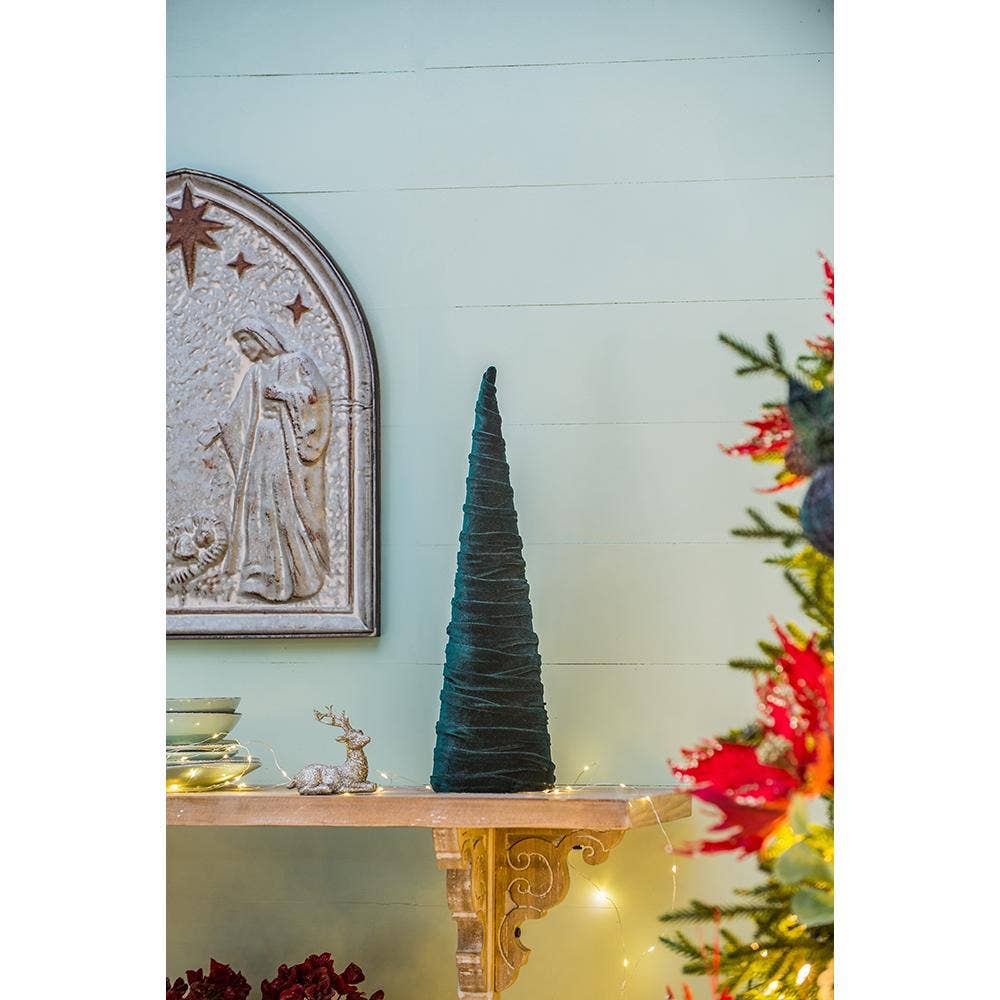 A&B Home Group Inc. – Großhandel Weihnachtsschmuck – D6,3x20" Grüner Samtkegelbaum - Dunkelgrün5