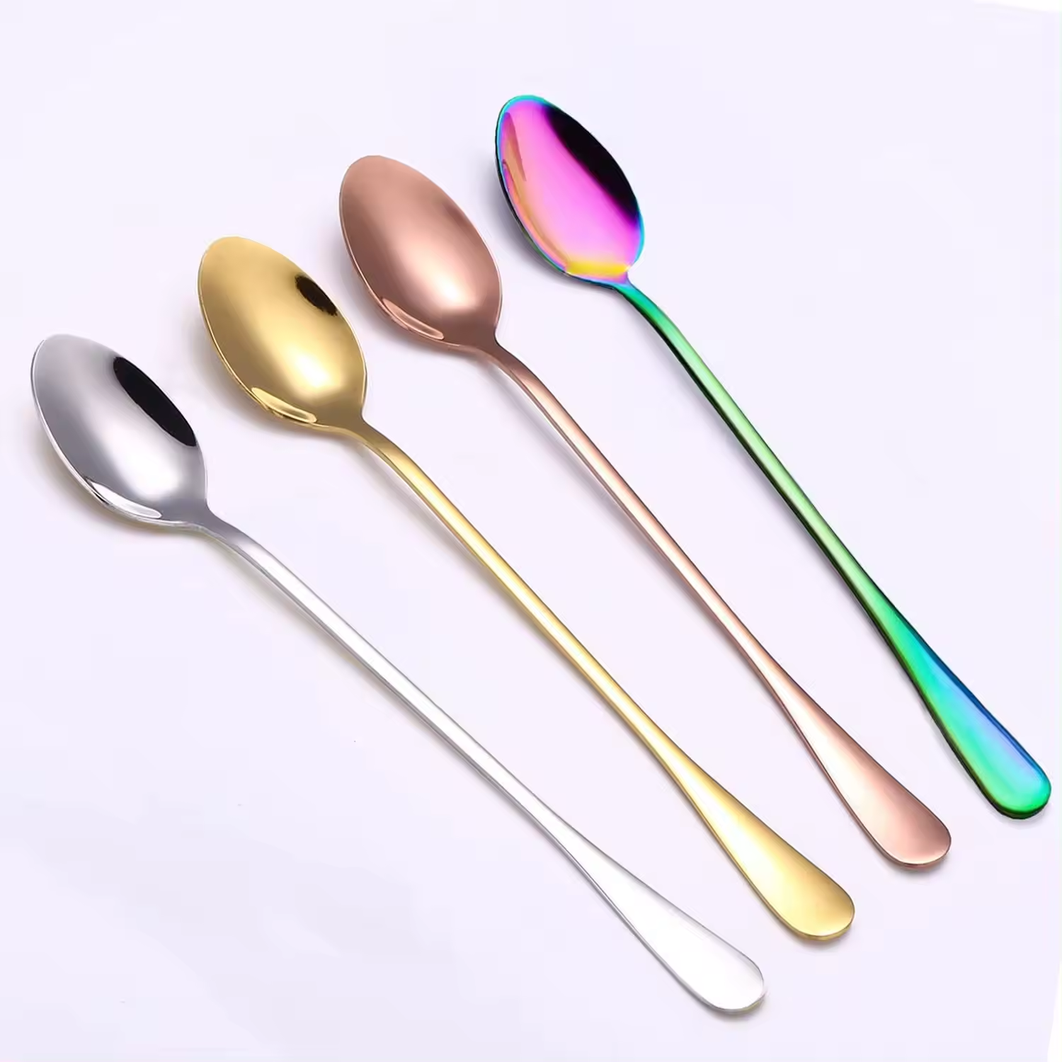 Sostraw & SmartThings - Wholesale Table Spoon (Cutlery) - Long Spoon - 2 shapes - 4 colors - Coffee, Tea, Ice cream7