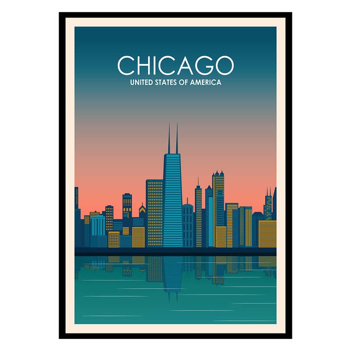 Poster degli Stati Uniti di Chicago per la vendita all'ingrosso da parte di Places of Art