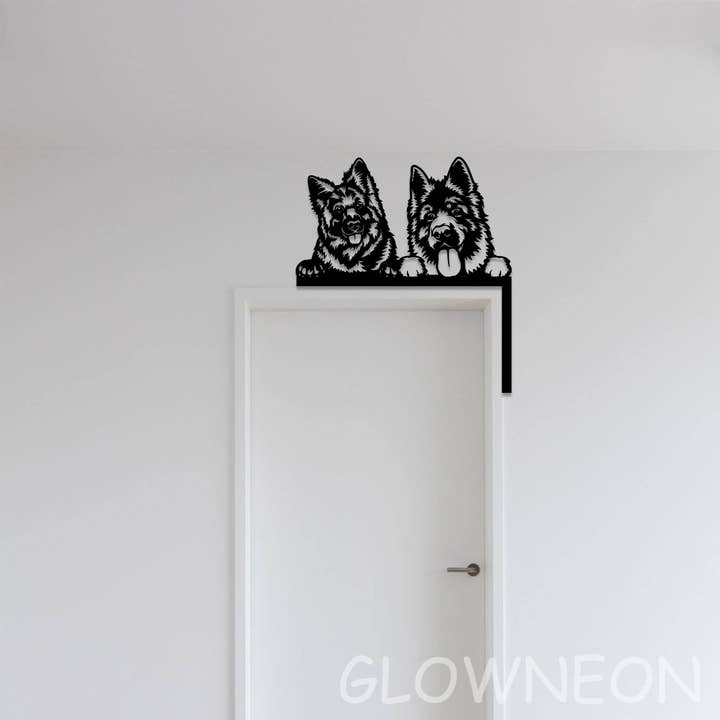 Glow Neon - Vendita all'ingrosso Insegna al neon - Decorazione in metallo a forma di cane da pastore tedesco, porta ad angolo